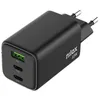 Image de Nilox, Chargeur Universel avec 2 Ports Type C et 1 Type A de 65 W, avec câble de 2 m USB-C, Protection Contre Les Courts-Circuits, surtensions et surcharges, Noir