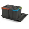 Image de Emuca - Poubelles pour tiroir, compartiments de recyclage avec base à couper, Kit de bacs hauteur 266mm avec base 60cm