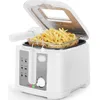 Image de Aigostar Indra 30HEX - Friteuse électrique 2.5L Blanc, 1650W, Revêtement antiadhésif, Panier amovible, Thermostat réglable, Fenêtre transparente, Sécurité anti-éclaboussures
