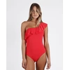 Image de Admas - Maillot de bain à volants latéraux rouge 42