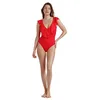 Image de ADMAS Maillot de bain à volants Summer Frill pour femme, rouge, 46