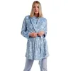 Image de ADMAS Garden Robe à manches longues White Flowers pour femme, bleu, L