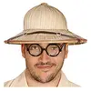 Image de FIESTAS GUIRCA | Chapeau Salacot en Paille Naturelle - Accessoire de Costume pour Fêtes Style Militaire et Années '40 - Idéal pour Adultes Unisexe au Carnaval et Halloween - Naturel