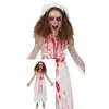 Image de FIESTAS GUIRCA | Costume Mariée Ensanglantée Enfant (7-9 Ans) - Robe et Diadème pour Filles - Costumes de Mariée Sanglante pour Halloween - Idéal pour Filles - Blanc et Rouge