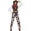 Image de FIESTAS GUIRCA | Costume de Cowgirl Adulte (38-40/M) - Gilet, Ceinture, Jupe et Foulard - Déguisements de Cowgirl du Far West pour Halloween, Carnaval et Fêtes Déguisées - Idéal pour Adultes