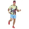 Image de FIESTAS GUIRCA | Costume de Gimnasta des Années 80 (48-50/M) - T-shirt, Pantalon et Salopette Sportive - Costumes Années 80 pour Halloween, Carnaval et Fêtes Rétro - Idéal pour Homme Adulte
