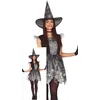 Image de FIESTAS GUIRCA Costume de Sorcière en Toile d'Araignée Argentée - Robe avec Chapeau de Sorcière - Déguisement d'Halloween pour Femme Taille 38-40 M