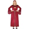 Image de FIESTAS GUIRCA Déguisement Reine Médiévale Femme - Robe de Princesse Médiévale Rouge Foncé avec Bordure Dorée - Costume Historique pour Femme Taille XL 46-48