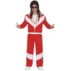 Image de FIESTAS GUIRCA Survêtement rouge et blanc pour homme - 90s Shell Suit - 80s Jogging Suit Fancy Dress Homme Taille M 48-50