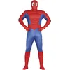 Image de FIESTAS GUIRCA | Costume Superhéroe Musclé Adulte (52-54/L) - T-shirt, Capuche, Ceinture et Pantalon - Costumes de Héros et Vilains pour Halloween, Carnaval et Fêtes Déguisées - Rouge et Bleu