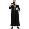 Image de FIESTAS GUIRCA | Costume de Jeque Arabe Adulte (52-54/L) - Coiffe et Tunique - Costumes de Prince du Désert et Cheik pour Halloween, Carnaval et Fêtes Déguisées - Idéal pour Hommes - Noir et Or