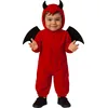 Image de FIESTAS GUIRCA | Costume de Petit Démon Bébé (18-24 mois) - Ailes, Capuche et Combinaison - Costumes de Halloween, Diables et Démons pour Fêtes Déguisées - Idéal pour Tout-Petits - Rouge et Noir