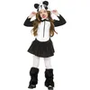 Image de FIESTAS GUIRCA | Costume Ourse Panda Enfant (7-9 Ans) - Robe, Capuche et Jambières - Costumes d'Animaux et d'Ours pour Halloween, Carnaval et Fêtes Costumées - Idéal pour Filles - Blanc et Noir