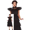 Image de FIESTAS GUIRCA Déguisement Fille de Famille Gothique Reine de Nuit - Robe Noire Élégante - Déguisement Halloween Femme Taille 36-38 S