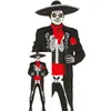 Image de FIESTAS GUIRCA | Costume de Esqueleto Mexicano Adulte (52-54/L) - Veste, Ceinture, Combinaison et Foulard - Costumes pour Halloween, Día de Muertos et Fêtes Déguisées - Idéal pour Adultes