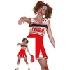 Image de FIESTAS GUIRCA | Costume Cheerleader Zombie Adulte (42-44/L) - Robe de Pom-Pom Girl Morte-Vivante - Costumes de Halloween, Sports et Fêtes de Zombies pour Adultes - Rouge et Blanc