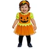 Image de FIESTAS GUIRCA | Costume de Citrouille Bébé (12-18 Mois) - Robe et Diadème - Costumes d'Halloween pour Petites Filles - Idéal pour Fêtes Costumées et Célébrations Enfantines - Orange et Vert