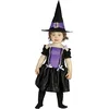 Image de FIESTAS GUIRCA | Costume de Petite Sorcière Violette Bébé (12-18 Mois) - Chapeau et Robe - Costumes de Sorcière pour Halloween, Carnaval et Fêtes Costumées - Idéal pour Filles - Noir et Violet