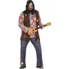 Image de FIESTAS GUIRCA | Costume Hippie Adulte (52-54/L) - T-shirt, Gilet, Bandeau et Pantalon - Costumes Années 60 et Style Rétro pour Fêtes Déguisées et Carnaval - Homme - Marron et Multicolore