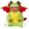 Image de FIESTAS GUIRCA | Costume de Dragon Bébé (18-24 Mois) - Combinaison, Cagoule, Ailes et Queue - Costumes d'Animaux pour Halloween, Carnaval et Fêtes Costumées - Idéal pour Bébé Unisexe - Vert et Rouge