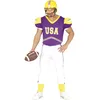 Image de FIESTAS GUIRCA | Costume de Quarterback Adulte (48-50/M) - T-shirt, Épaulières et Pantalon - Costumes de Joueur de Football Américain pour Halloween et Fêtes Sportives - Homme - Violet et Blanc