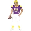 Image de FIESTAS GUIRCA | Costume de Quarterback Adulte (52-54/L) - T-shirt, Épaulières et Pantalon - Costumes de Joueur de Football Américain pour Halloween et Fêtes Sportives - Homme - Violet et Blanc