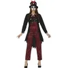Image de FIESTAS GUIRCA | Costume Sorcière Voodoo Adulte (42-44/L) - Chemise, Veste, Corset, Pantalon et Chapeau - Costumes de Sorcière pour Halloween et Fêtes à Thème - Idéal pour Femme - Noir et Rouge