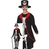Image de FIESTAS GUIRCA Déguisement de gentleman fantôme élégant pour homme squelette   Comprend un haut-de-forme, une veste, une chemise et un pantalon   Costumes d'Halloween pour homme Taille adulte M