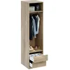 Image de Dressing - Décor Chêne - 2 tiroirs - 2 étagères - 1 tringle - L50 x P57 x H200 cm