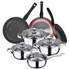 Image de San Ignacio Batterie 7 pièces collection phare et set 3 poêles Ø20/Ø24/Ø28 cm, aluminium forgé, antiadhésif, induction