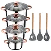 Image de SAN IGNACIO Altea Batterie de cuisine à induction 8 pièces en acier inoxydable avec jeu de 3 ustensiles de cuisine en silicone Daimiel
