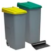 Image de Denox PK3339 Pack recyclage 110 litres fermé avec U : 220 litres au total, en 2 conteneurs, en couleurs Vert/jaune