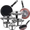 Image de San Ignacio Batterie de cuisine 8 pièces en acier inoxydable + 3 poêles Ø 16/20/24 cm aluminium pressé, convient pour induction