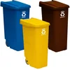Image de Pack de recyclage Wellhome Container I Recycle 110 litres fermé chacun : 330 litres au total, dans 3 conteneurs, dans les couleurs bleu / jaune / marr