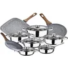 Image de Batterie de cuisine 12 pièces SAN IGNACIO Cassel, en acier inoxydable, avec jeu de poêles (18/20 cm) avec rôtisserie 28 x 28 cm Daimiel en aluminium forgé