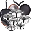 Image de San Ignacio Cassel Batterie de cuisine 12 pièces en acier inoxydable avec set de poêles (20/24/28 cm) + grill 28 cm San Ignacio Moma en aluminium forgé