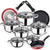 Image de SAN Ignacio Cassel Batterie de cuisine 12 pièces en acier inoxydable avec set de poêles (16/20/24 cm) SAN Ignacio Navy Red en aluminium pressé