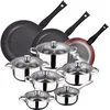 Image de Pack de 3 casseroles Ø20 / 24 et 28 cm + 12pc Batterie de cuisine en acier inoxydable