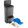 Image de Pack Poubelle ou recyclage 70L, VERTICAL, 2 compartiments, poubelle à déchets, 76 cm, gestion facile, comprend des sacs poubelle adaptés 30 + 10 l