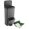 Image de Pack Poubelle ou recyclage 70L, VERTICAL, 2 compartiments, poubelle à déchets, 76 cm, gestion facile, comprend des sacs poubelle adaptés 30 + 10 l