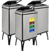 Image de WELL HOME MOBILIARIO & DECORACIÓN 3 poubelles intelligentes de 40 l c/u, hauteur : 71,5 (x 35,5 x 26), gris avec étiquettes magnétiques