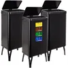 Image de WELL HOME MOBILIARIO & DECORACIÓN 3 poubelles intelligentes de 50 l c/u, hauteur : 83,5 (x 35,5 x 26), noir avec étiquettes magnétiques