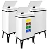 Image de WELL HOME MOBILIARIO & DECORACIÓN 3 poubelles intelligentes de 40 l c/u, hauteur : 71,5 (x 35,5 x 26), blanc avec étiquettes magnétiques