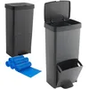 Image de Pack Poubelle ou recyclage 70 L VERTICAL, 2 compartiments, poubelle à déchets Comprend un rouleau de 20 sacs poubelle de 30 l