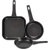 Image de Lot de 2 poêles Ø20Ø24 cm + Poêle grill 28 x 28 cm en fonte d'aluminium couleur noir cuivre Bergner