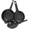 Image de Lot de 2 poêles Ø20Ø24 cm + wok Ø30 cm en fonte d'aluminium couleur noir cuivre Bergner
