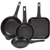 Image de Lot de 2 poêles Ø20Ø24 cm + Poêle grill 28 x 28 cm + Wok Ø30 cm en fonte d'aluminium couleur noir cuivre Bergner