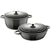 Image de Excalibur Jeu de casseroles de Ø20 cm   2,4 l et casserole basse de Ø24 cm   2,3 l en fonte d'aluminium Gris Bergner