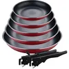 Image de Set de 5 poêles Ø18Ø20Ø22Ø24Ø26cm en aluminium pressé rouge + 2 poignées amovibles Click&Cook Bergner