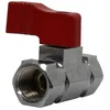 Image de Arcanaute - Mini-vanne d'arrêt - Mini-vanne laiton nickelé Femelle/Femelle 1/4" (8/13) - PN16 - manette rouge - Arcanaute